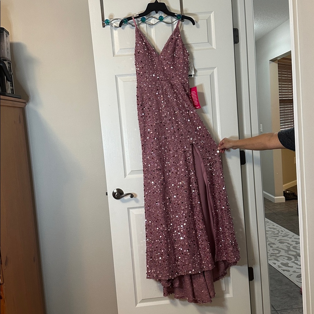 Elegant Sequin Evening Gown in Pink